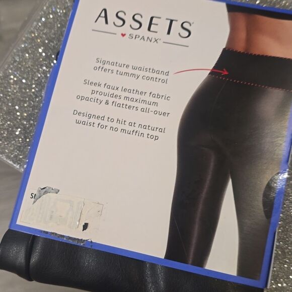 Assets By Spanx Faux Leather Shaping Leggings- Very Black - Picture 10 of 10